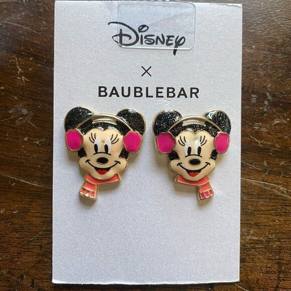 New Baublebar x Disney mickey Minnie Mouse  earrings Christmas carded ear muffs - Picture 1 of 4